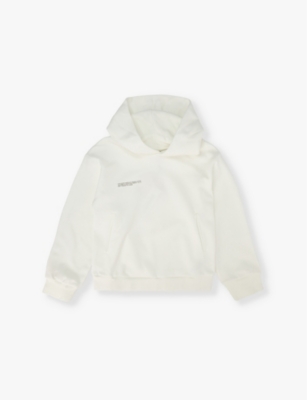 PANGAIA: Hood text-print cotton-jersey hoody 3-12 years