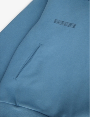Pangaia 365 Logo-print Organic-cotton Hoody 3-12 Y In Indigo Blue