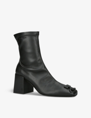 Courrèges Womens Black Reedition Square-toe Faux-leather Ankle Boots In Black