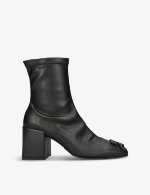 Courrèges Womens Black Reedition Square-toe Faux-leather Ankle Boots In Black