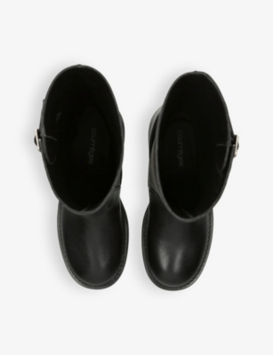 Shop Courrèges Womens Black Americana Harness Buckle-design Leather Boots