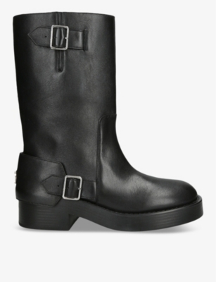 Courrèges Americana Midi Boots In Black Leather In Black