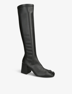 Courrèges Womens Courreges Reedition Square-toe Faux-leather Knee-high Boots In Black