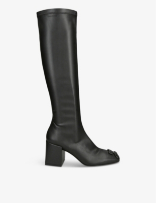 Courrèges Womens Courreges Reedition Square-toe Faux-leather Knee-high Boots In Black