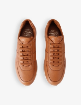 Church Mens Livingston Logo-embossed Leather Low-top Trainers Mid Brow In Mid Brown