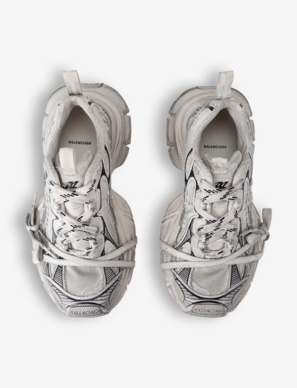 3XL panelled leather low-top trainers