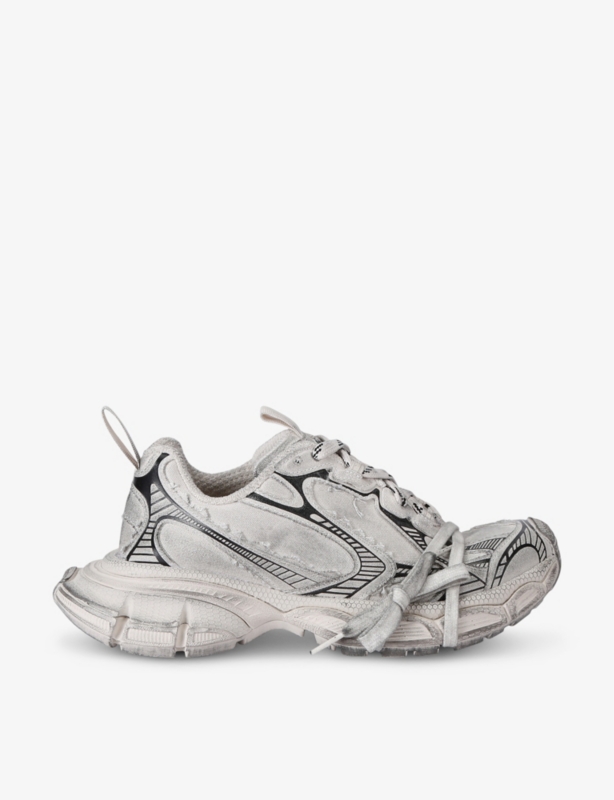 3XL panelled leather low-top trainers