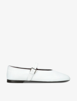 The Row Ava Square-toe Leather Mary Jane Flats In White