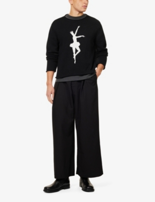 Basketcase Mens Caldwell Wide-leg Stretch-weave Trousers Black In Black