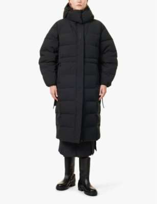 GANNI: Funnel-neck detachable-hood recycled-polyester coat