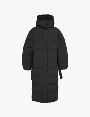 GANNI: Funnel-neck detachable-hood recycled-polyester coat