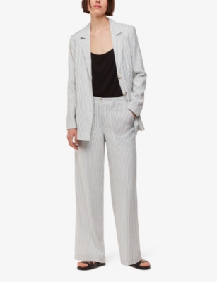 Whistles Womens Cream Luna Regular-fit High-rise Striped Woven Trousers In Cream