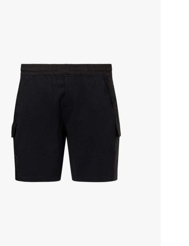 Hybrid flap-pocket stretch-woven jersey shorts