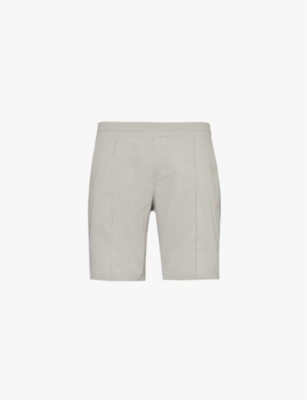 Shop Arne Mens Seersucker-textured Elasticated-waist Cotton-blend Shorts Stone