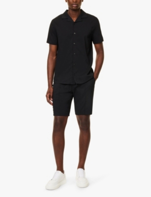 Shop Arne Men's Black Flap-pocket Seersucker-textured Cotton-blend Shorts