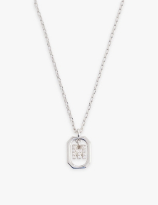 Pdpaola Womens Silver Mini Letter M Sterling-silver And Cubic Zirconia Pendant Necklace In Silver
