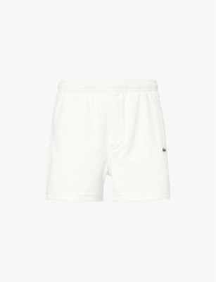 LACOSTE: Logo-embroidered towelling cotton-blend shorts