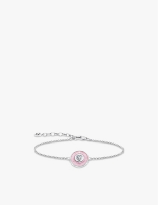 THOMAS SABO: Heart 925 sterling-silver, enamel and zirconia chain bracelet