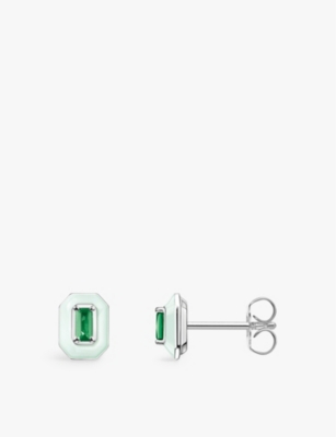 Thomas Sabo Womens Silver Cz & Enamel Octagon 925 Sterling-silver, Enamel And Glass Stud Earrings In Silver Cz & Enamel