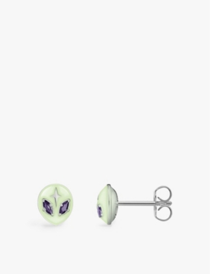THOMAS SABO: Alien 925 sterling-silver, enamel and zirconia stud earrings