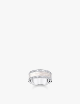 THOMAS SABO: Band 925 sterling-silver, enamel and zirconia ring