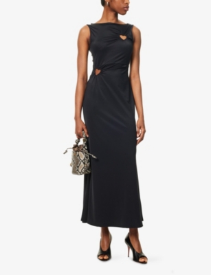 Amy Lynn Womens Harlie Cut-out Heart Woven Maxi Dress Black In Black