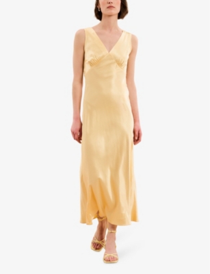 OMNES: Iris V-neck sleeveless woven maxi dress