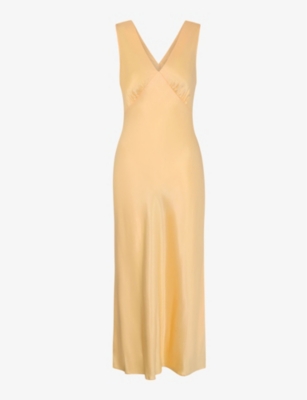 Shop Omnes Women's Yellow Iris V-neck Sleeveless Woven Maxi Dress