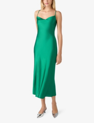 Shop Omnes Women's Green Riviera Tie-back Recycled-polyester Midi Dress