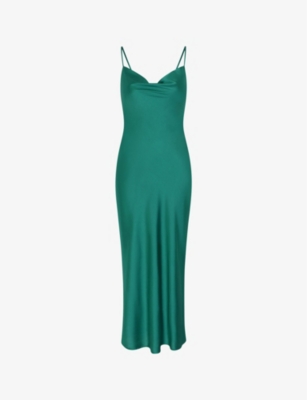 Shop Omnes Women's Green Riviera Tie-back Recycled-polyester Midi Dress