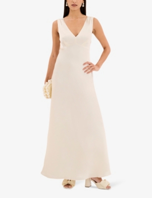 Shop Omnes Women's Ivory Marilyn Cut-out Sleeveless Recycled-polyester Maxi Dress