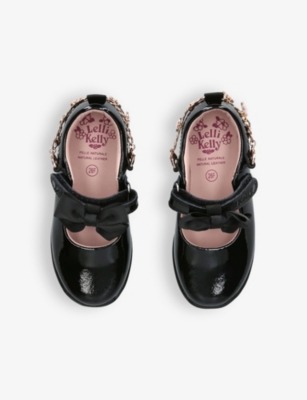 LELLI KELLY BLACK KIDS' ANNIE CHARM-EMBELLISHED PATENT-LEATHER SCHOOL SHOES EUR 29 / 11 UK 