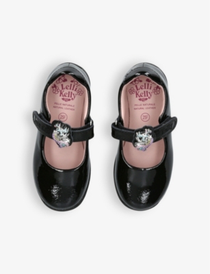 LELLI KELLY BLACK BIANCA UNICORN-EMBELLISHED PATENT-LEATHER SCHOOL SHOES EUR 32 / 13 UK 