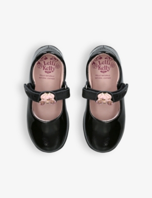 LELLI KELLY BLACK CARRIE JEWEL-EMBELLISHED PATENT-LEATHER SCHOOL SHOES EUR 33 / 1 UK 
