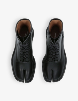 Maison Margiela Tabi Split-toe Lace-up Boots In Black