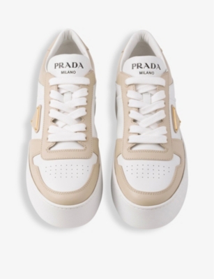 PRADA: Downtown Bold platform-sole leather trainers