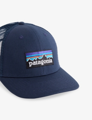 PATAGONIA MENS NEW NAVY P-6 LOGO TRUCKER ORGANIC-COTTON BASEBALL CAP 