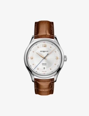 128672 Heritage stainless-steel and leather automatic watch