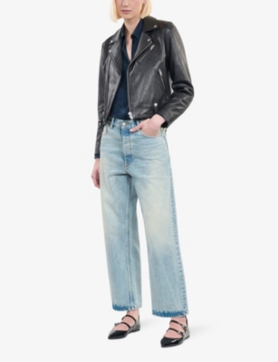 THE KOOPLES: Asymmetric-fastened lambskin-leather biker jacket