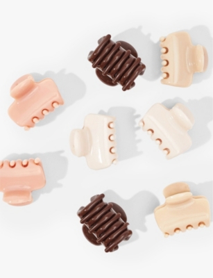 Kitsch Rosewood Mini Puffy Plastic Claw Hair Clips Pack Of Eight In Rosewood