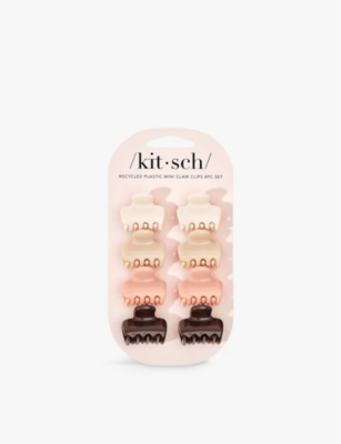 Kitsch Rosewood Mini Puffy Plastic Claw Hair Clips Pack Of Eight In Rosewood