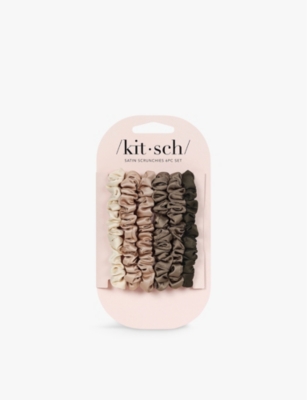 Kitsch Eucalyptus Ultra Petite Satin Hair Scrunchies Pack Of Six In Eucalyptus