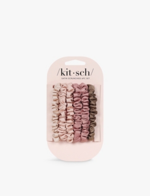 Kitsch Terracotta Ultra Petite Satin Hair Scrunchies Pack Of Six In Terracotta