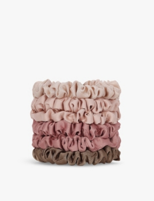 Kitsch Terracotta Ultra Petite Satin Hair Scrunchies Pack Of Six In Terracotta