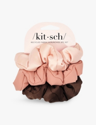 Kitsch Rosewood Rosewood Satin Hair Scrunchies Pack Of Three In Rosewood