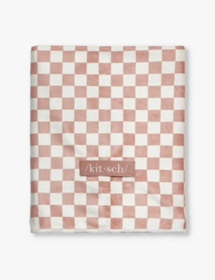 Kitsch Terracotta Check-print Extra-large Quick-dry Hair Towel In Terracotta