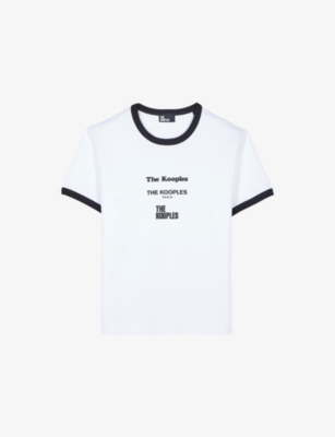 THE KOOPLES: Brand-print contrast-trim cotton-jersey T-shirt
