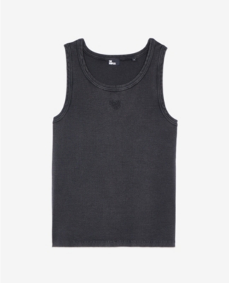 Shop The Kooples Mens Brand-embroidered Sleeveless Cotton-jersey Top Black Washed