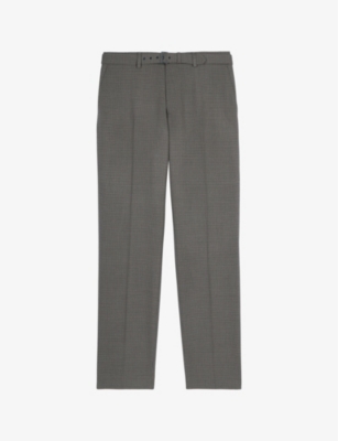 The Kooples Mens Brown Regular-fit Mid-rise Stretch-wool Trousers