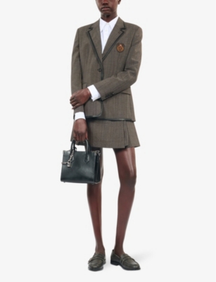 THE KOOPLES: Prince of Wales-check leather-piping wool jacket